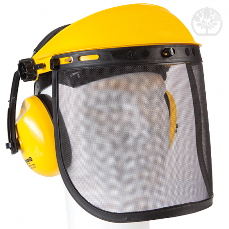Visi&egrave;re de protection. Ecran m&eacute;tallique grillag&eacute; + protection auditive