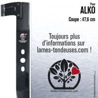 Lame pour Alko 513628 , 328531, 102299, 313796, 314121, 314240, 316911. Coupe 47,6 cm